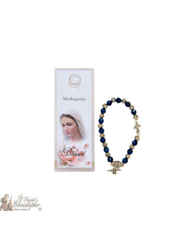 Bracelet dizainier perles bleu et argentées Medjugorjé