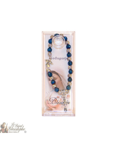 Blue and silver beads bracelet Medjugorje