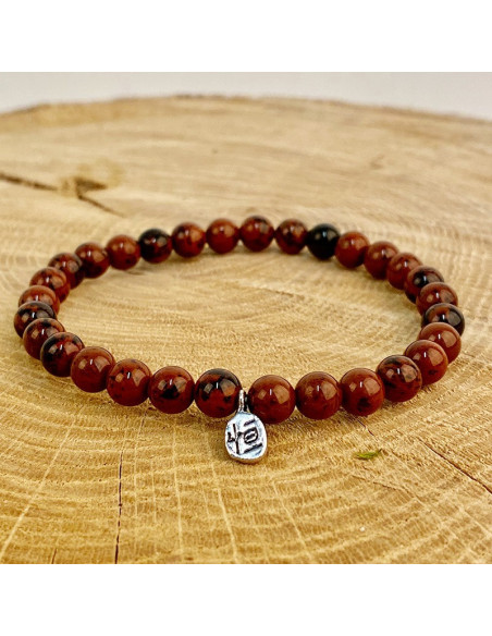 Bracciale in pietra naturale Ossidiana di mogano