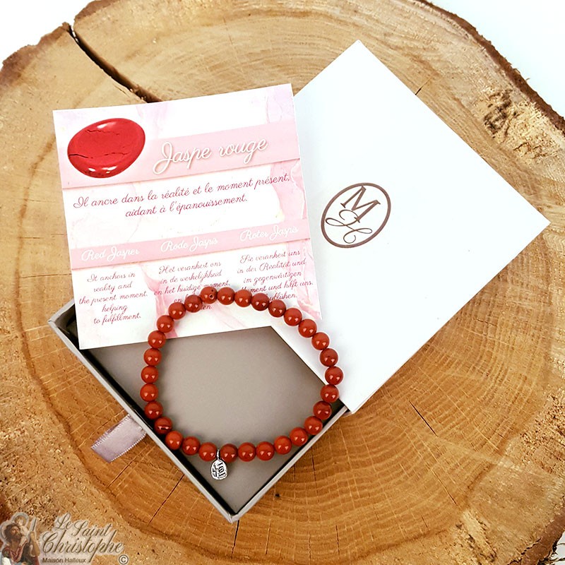 Bracelet En Pierre Naturelle De Jaspe Rouge - Neuf Avec étiquettes