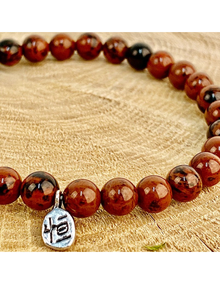 Bracciale in pietra naturale Ossidiana di mogano