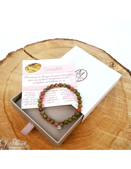 Bracelet en pierre naturelle Unakite