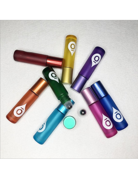 Roller bottle in smoked and colored glass