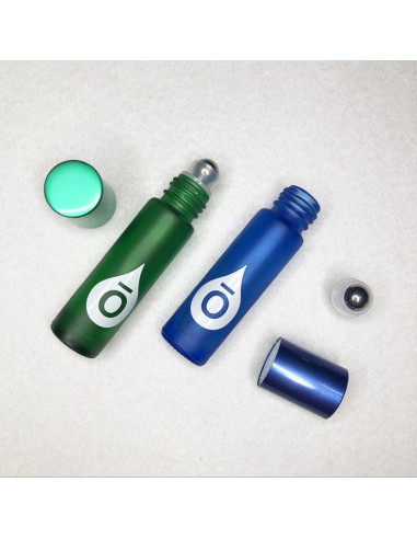 Roller bottle in smoked and colored glass