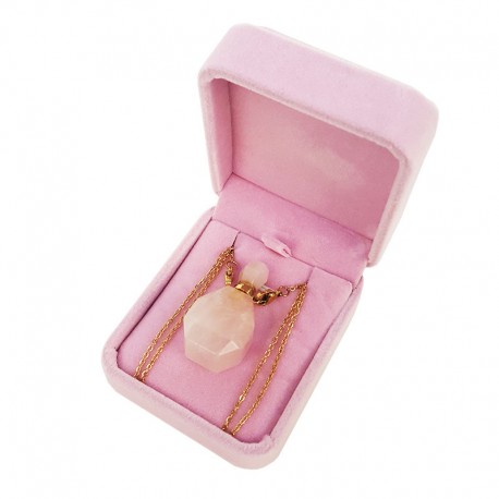Rozenkwarts parfumflesje ketting