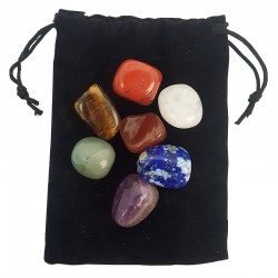 Tasche mit 7 gerollten Steinen für die Chakras