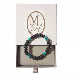 Turquoise and lava stone bracelets - set of 4 pieces