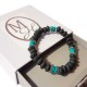 Turquoise and lava stone bracelets - set of 4 pieces