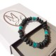 Turquoise en lavasteen armbanden - Set van 4