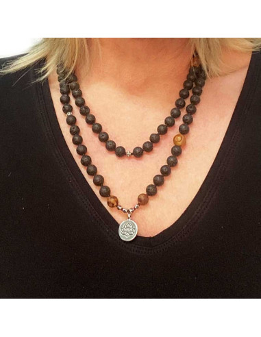 Bracelets en pierre de lave et tranche d'agate - lot de 4 pièces