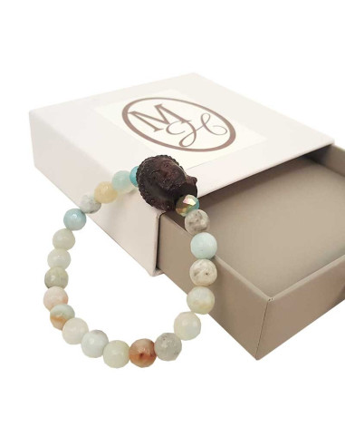 Lavasteen en Agaat Lotus Hanger Armband of Ketting - Lot van 2 stuks