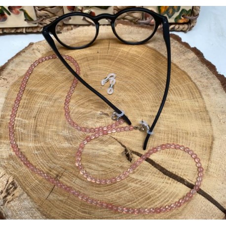 Cordon à lunettes - Quartz rose - lot de 5 pièces