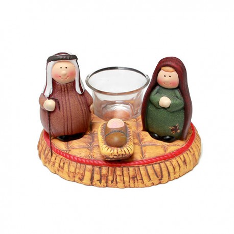 Culla natalizia in terracotta - Portacandela a Tee light