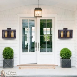 Wrought iron wall lantern grey black