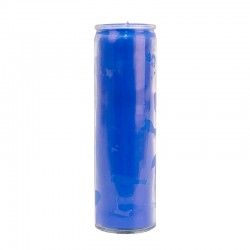 Bougie en verre bleue colorée dans la masse
