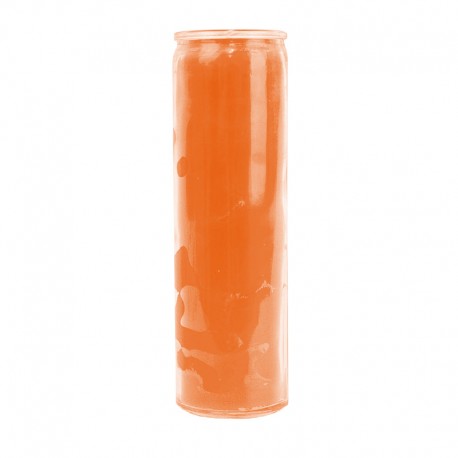 Kerze aus durchgefärbtem orangefarbenem Glas