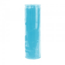 Bougie en verre bleu clair colorée dans la masse