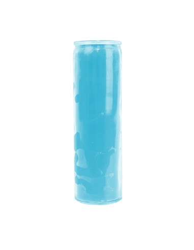 Candle in light blue glass colored in the mass