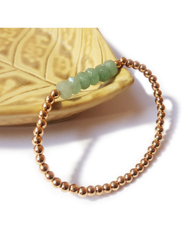 Bracciale con perle d'oro e avventurina sfaccettata