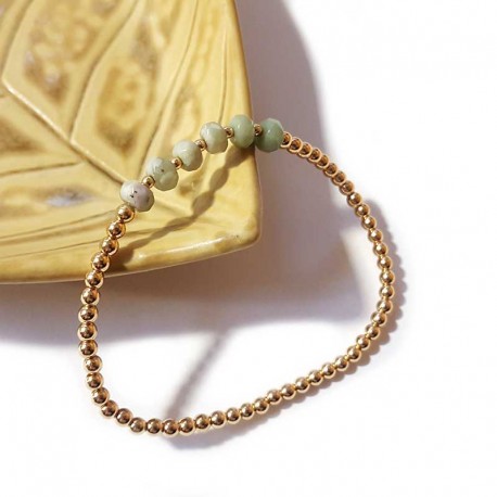 Bracelet à petites perles dorées et jaspe