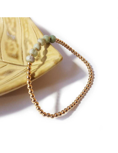 Armband met kleine gouden kralen en jaspis