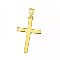 Simple golden cross pendant - 925 gold plated silver