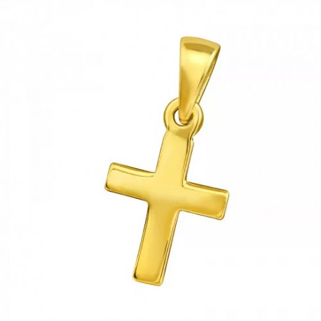 Einfacher kleiner vergoldeter Kreuzanhänger - vergoldetes 925er Silber