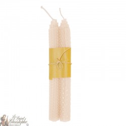 Wenskaarsen gekleurd in de massa - bijenkorfpatroon - crème paar