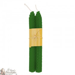 Mass colored wish candles with beehive design - green pair