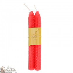 Mass colored wish candles with beehive design - pair red