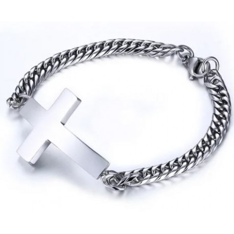 Bracelet with stainless steel cross for men