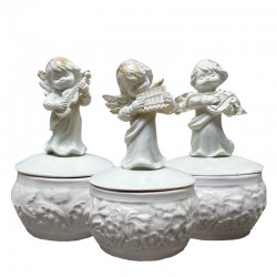 English ceramic candy boxes with angel musicians - 3 pieces