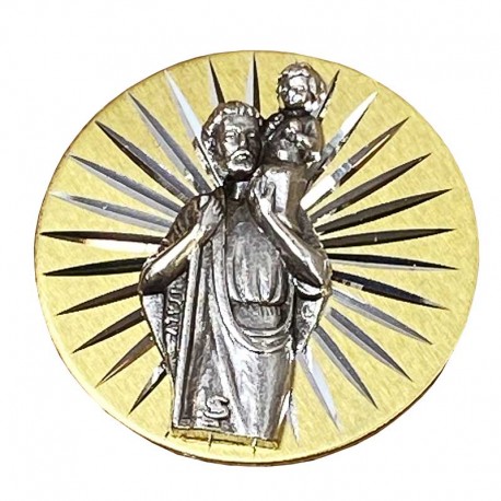 Saint Christophe doré ciselé - plaque magnétique