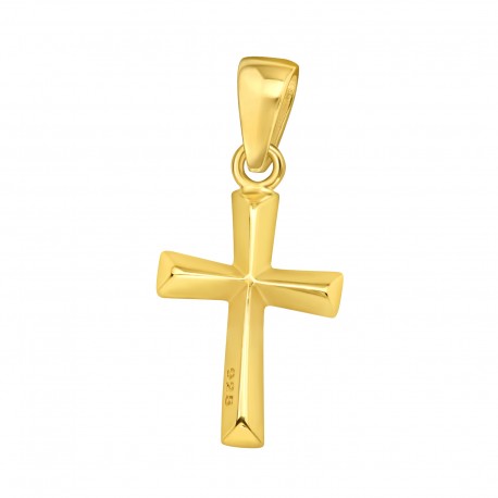 Cross pendant - 925 silver - gold plated 