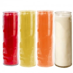 Bougies en verre colorées dans la masse - Rouge, orange, jaune, blanc
