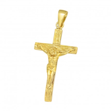Colgante cruz con cristo en plata 925 y baño de oro 