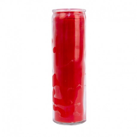 Bougie en verre rouge colorée dans la masse
