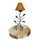 Bougeoir en fer forgé avec feuilles et verre orange