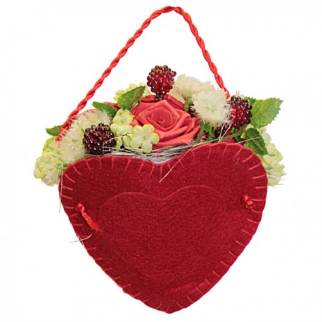 Red flowered heart basket