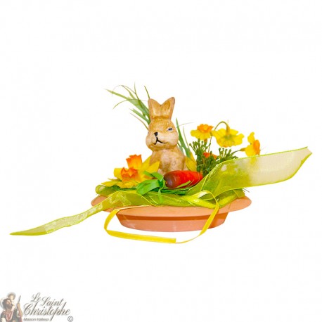 Decorazione da tavola con coniglietto a fiori