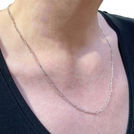 Figaro ketting in gerhodineerd 925 zilver - 50 cm