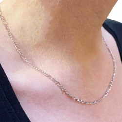 Forçat Figaro mesh chain in rhodium-plated 925 silver - 45 cm