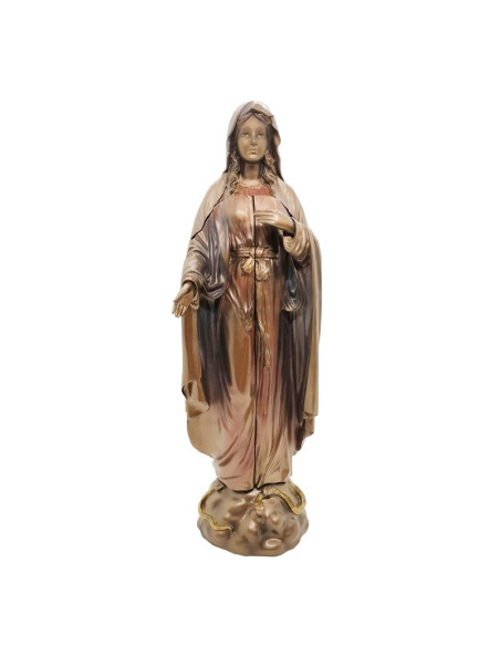 Statue Vierge Marie Triptyque résine bronze - 27 cm