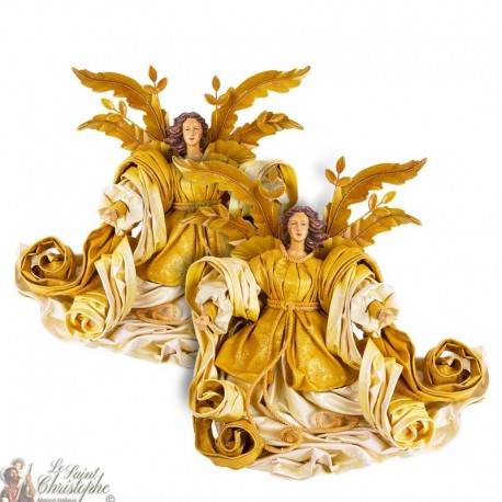 Gouden en gedrapeerde engel om op te hangen 30 cm