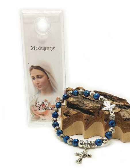 Blue and silver beads bracelet Medjugorje