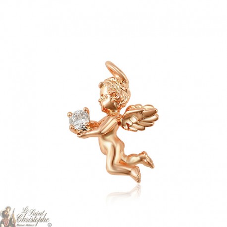 Engel rosé gouden hanger met kristal