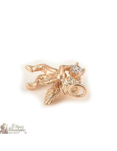 Ciondolo angelo in oro rosa con cristallo