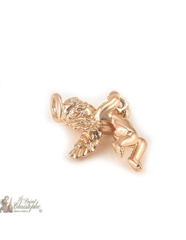 Pink gold angel and crystal pendant