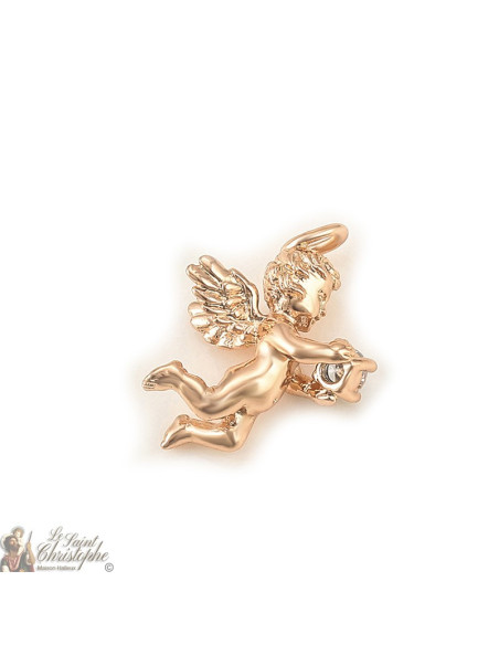 Pendentif Ange couleur or rose et cristal