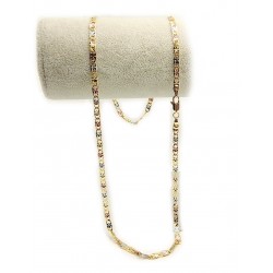 Wasserfeste, vergoldete Kette mit dreifarbigem Muster - 60 cm